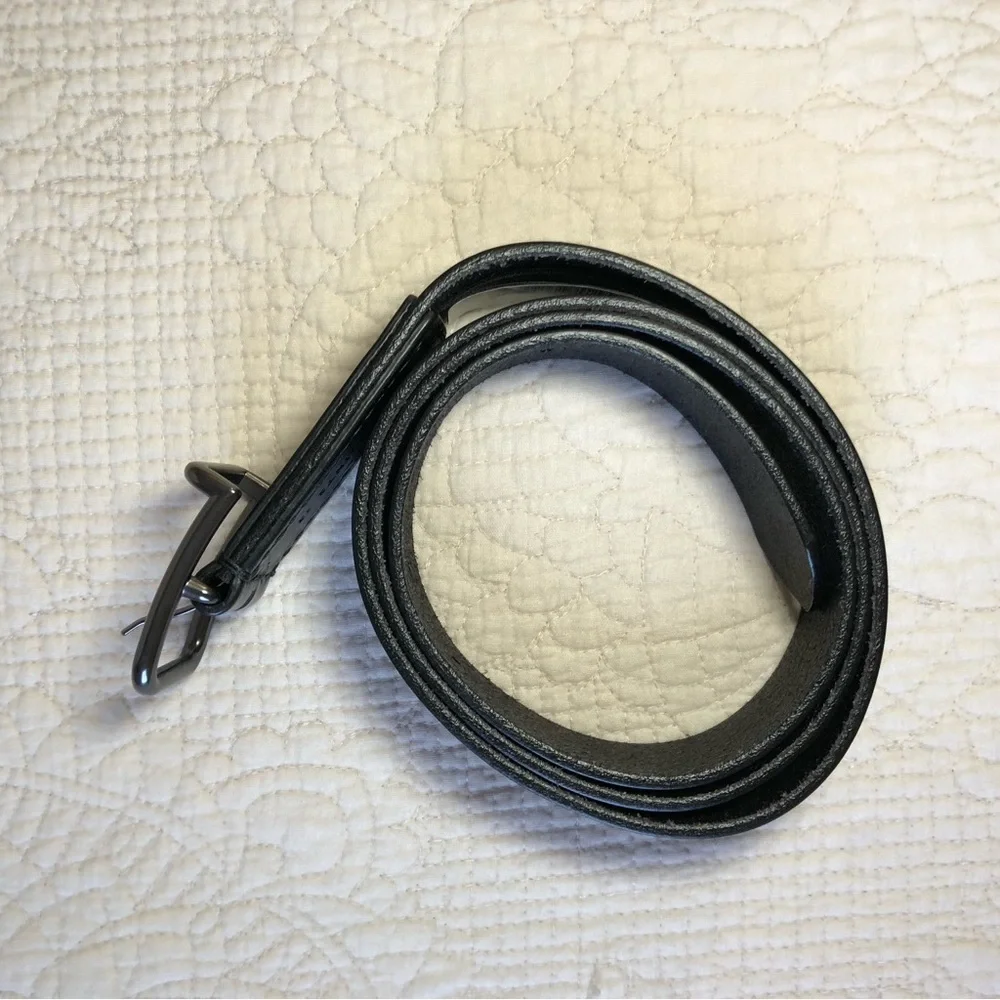 ALL SAINTS NWT Men’s Black 35 mm Flat Strap Square Buckle Leather Belt Size 42
